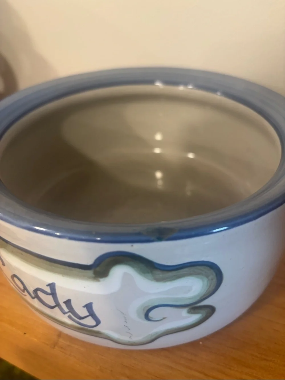 Louisville Stoneware Maggie Irish Lady Dog Bowl Kentucky Pottery